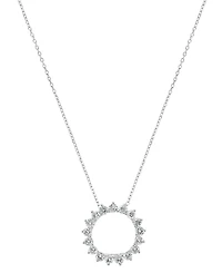 Diamond Circle Pendant Necklace (3/4 ct. t.w.) in 14k White Gold, 16" + 2" extender
