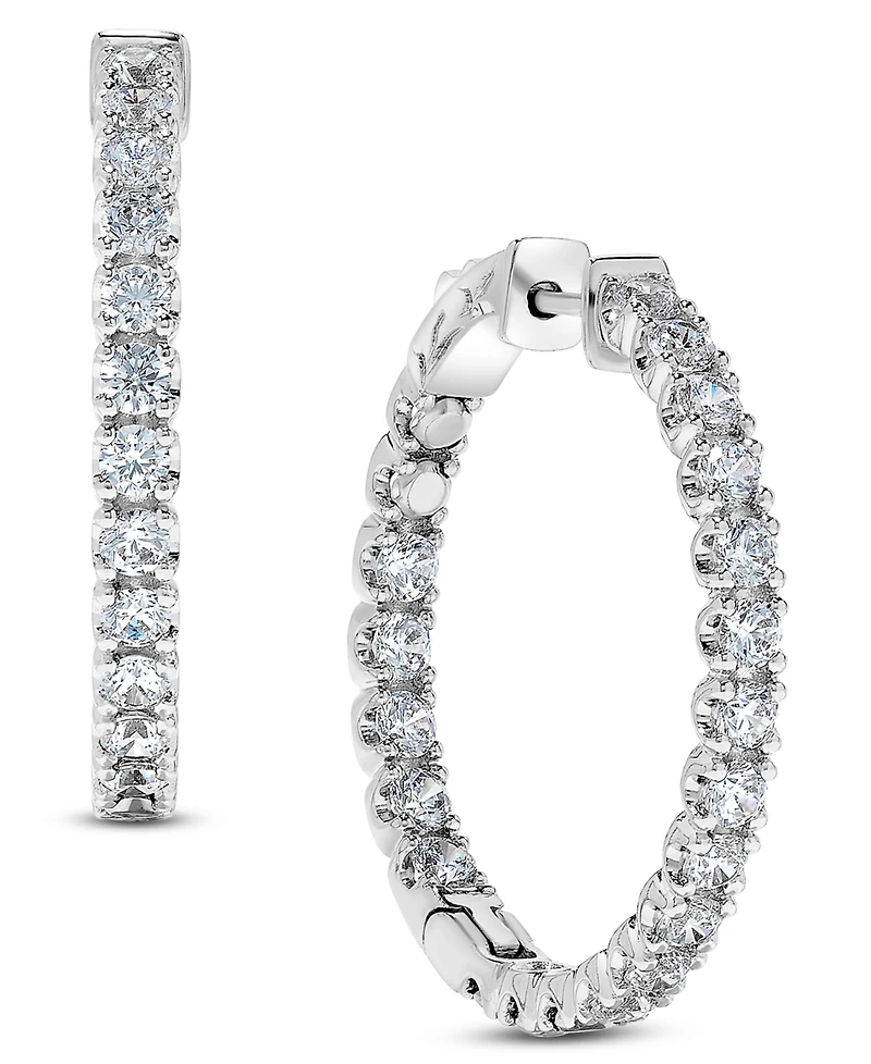 Diamond Inside-Out Hoop Earrings (3 ct. t.w.) in 14k White Gold
