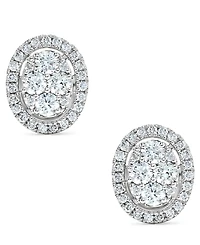 Diamond Oval Halo Cluster Stud Earrings (5/8 ct. t.w.) in 14k White Gold