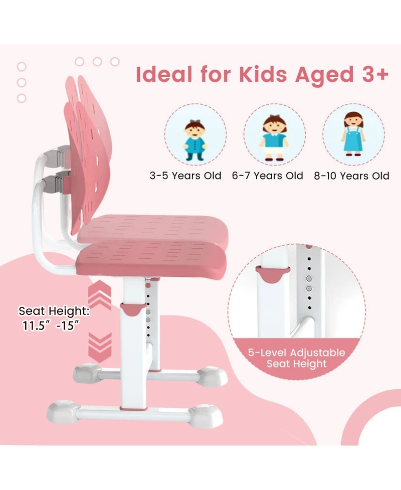Gouun Height-Adjustable Double Back Support Study Chair for Kids 3