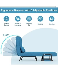 Rainsken Convertible Sleeper Chair Bed, 5 in 1 Folding Sofa Bed Chair with 5-Position Adjustable Backrest and Pillow for Home Office, Small Spaces