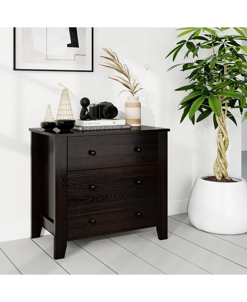 Slickblue Large 3 Drawer Chest Modern Dresser Nightstand Storage