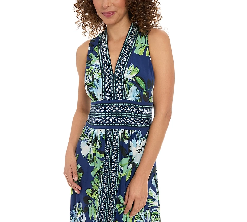 London Times Women's V-Neck Maxi Dress