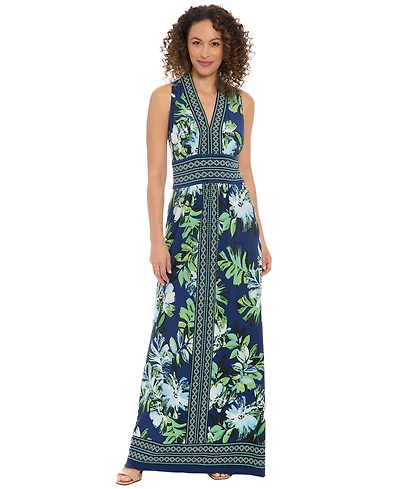 London Times Women's V-Neck Maxi Dress