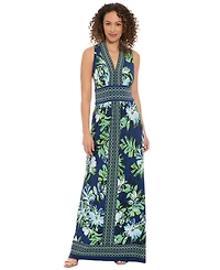 London Times Women's V-Neck Maxi Dress