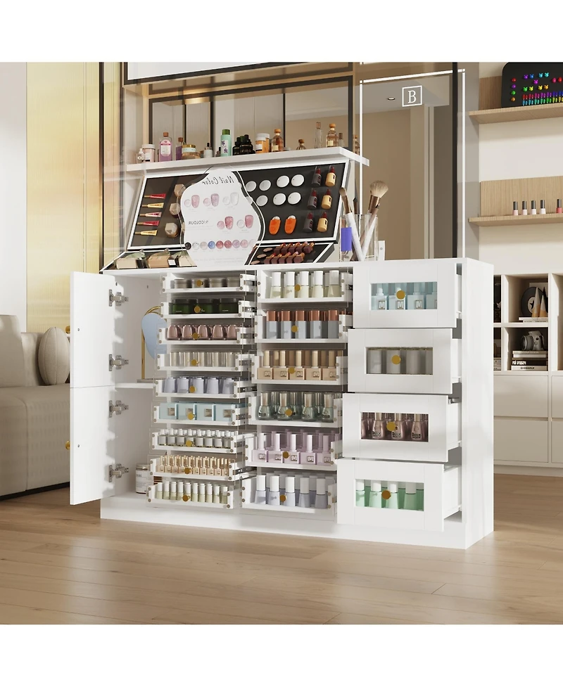 Famapy 19 Drawers Dressers, Nail Table, Makeup Table, Cosmetics Counter