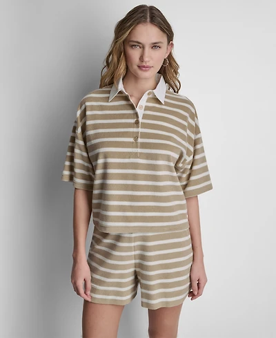 Dkny Jeans Women's Striped Polo T-Shirt