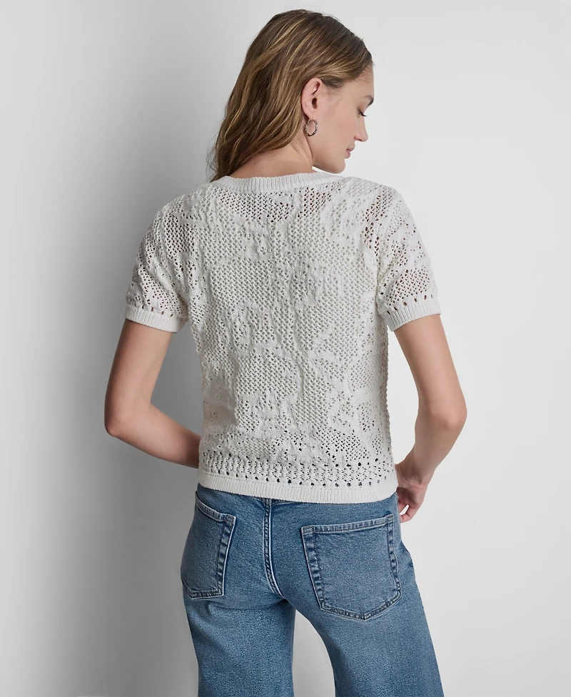 Dkny Jeans Women's Short-Sleeve Crewneck Cardigan