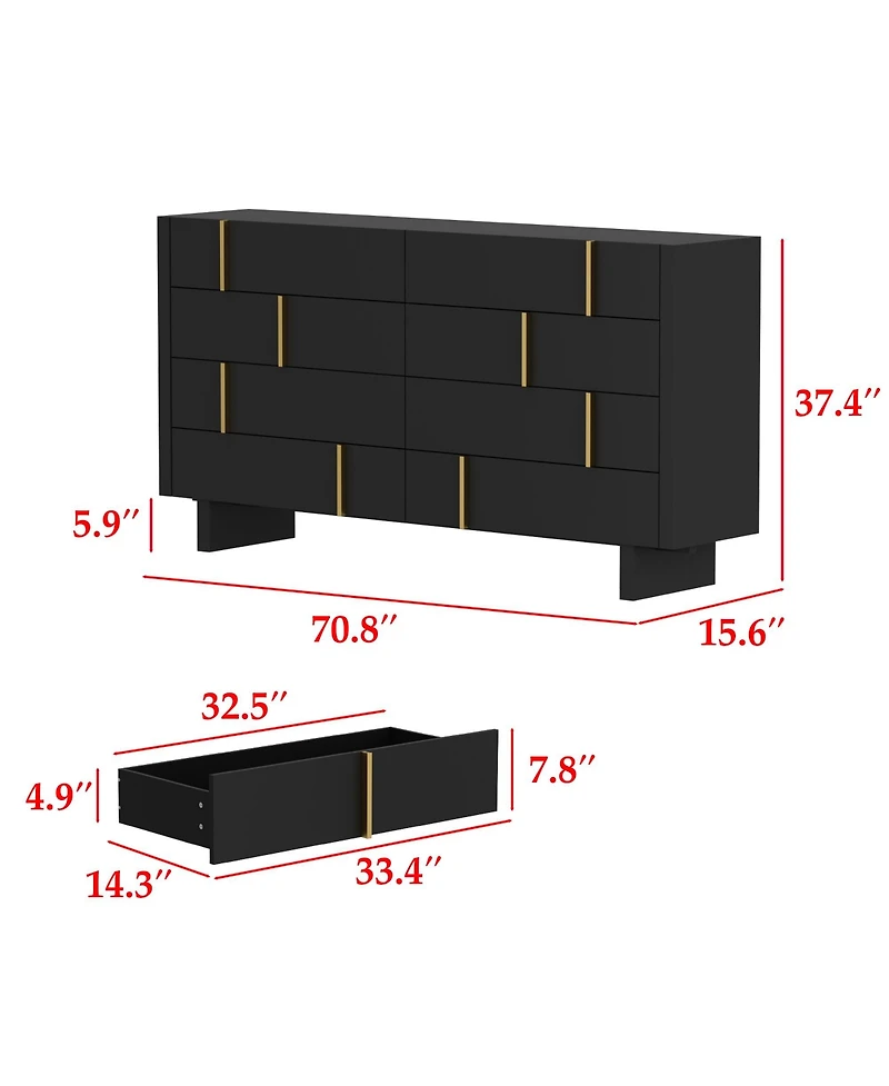 Famapy 71" Dresser with 8 Large Drawers, Bedroom Chest