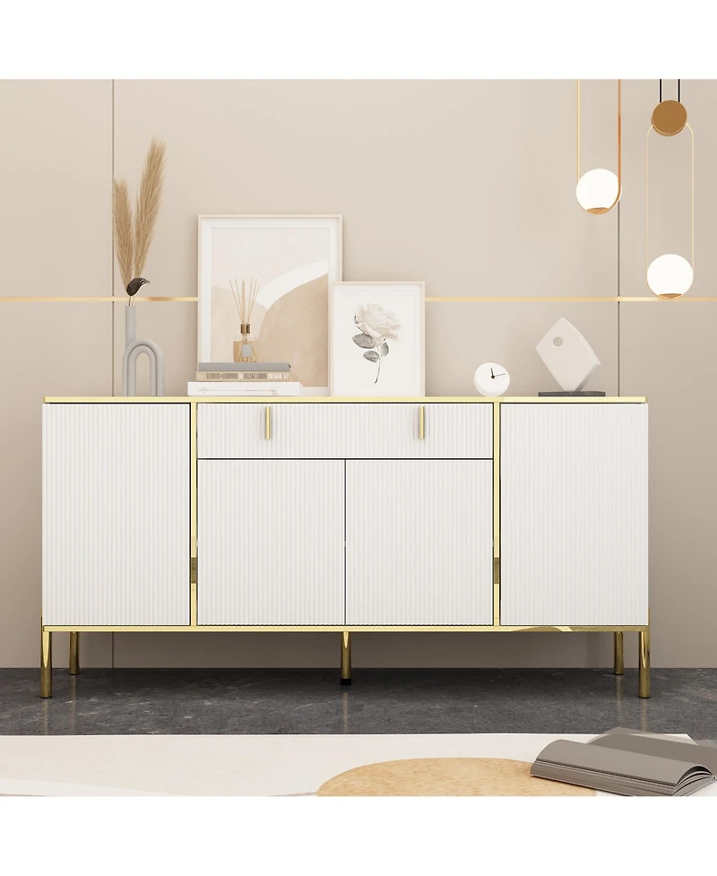 Famapy Dresser with 4 Doors and Deep Drawer, Side Cabinet for Bedroom, Living Room