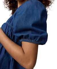 Ingrid + Isabel Maternity & Short Sleeve Chambray Smocked Top