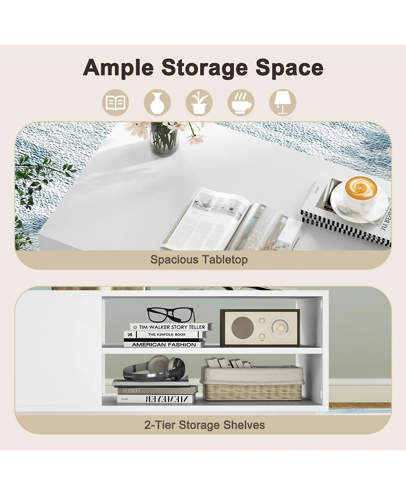 Slickblue 2 Tier Coffee Table with Open Storage Shelves