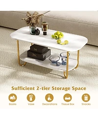 Slickblue Faux Marble Coffee Table Modern 2 Tier