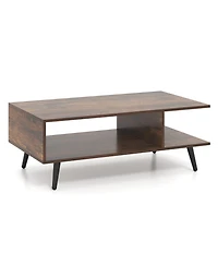 Slickblue Mid Century Modern Coffee Table 2 Tier Open Storage