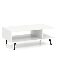 Slickblue Mid Century Modern Coffee Table 2 Tier Open Storage