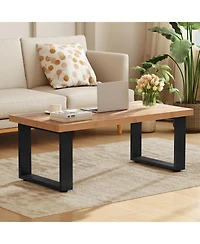 Slickblue Oak Farmhouse Coffee Table Rustic Thick Top Wood Texture