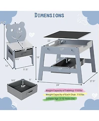 Sugift Toddler Table and 2 Chairs 5-in-1 Cute Art Desk Set with Reversible Chalkboard Whiteboard