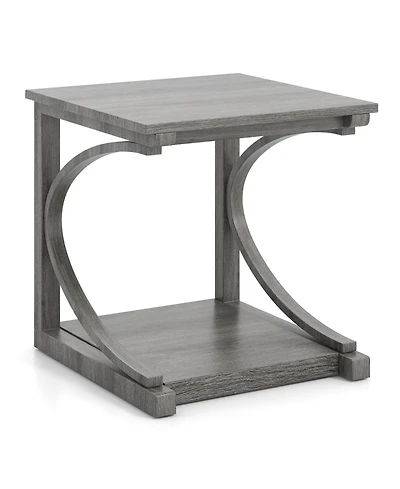 Sugift C Shaped Two Tier End Table for Sofa and Bedside