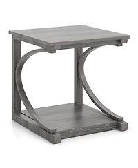 Sugift C Shaped Two Tier End Table for Sofa and Bedside