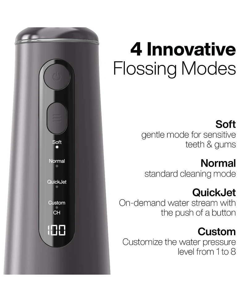 AquaSonic Elite Rechargeable Water Flosser - 300ml Tank, 4 Tips, Travel Bag