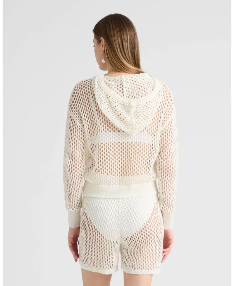 Nvlt Women's Crochet Swim Cover Up Top and Short Set