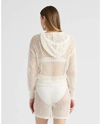 Nvlt Women's Crochet Swim Cover Up Top and Short Set