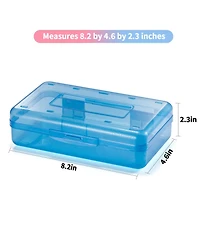 Gnuadz 3 Pack Pencil Case Hard Box Clear Pen Organizer Plastic Storage Container Snap Lid Art School Supplies