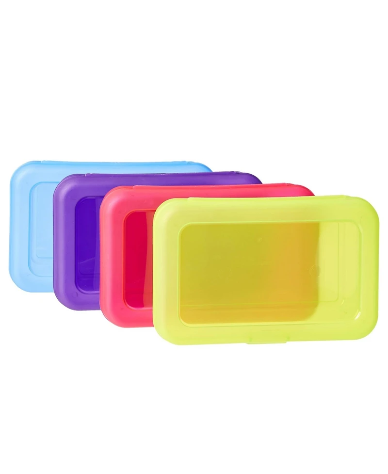 Gnuadz Large Pencil Cases Plastic Storage Organizer School Supply Box Student Office Classroom Supplies 4-Pack