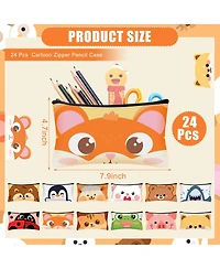 Gnuadz Cute Animal Zipper Pencil Case Canvas Pen Bag Organizer