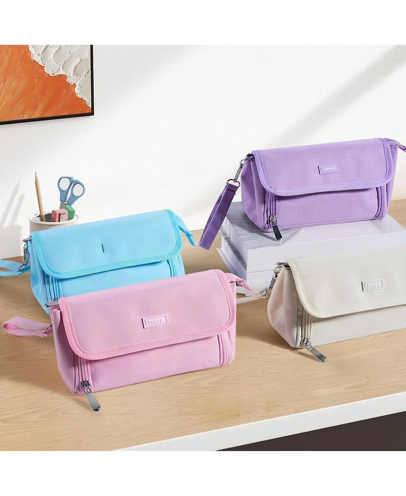 Gnuadz Super Large Pencil Case 3 Compartments Cute Pouch Zipper Portable Stationery Pen School Supplies Teen Girl