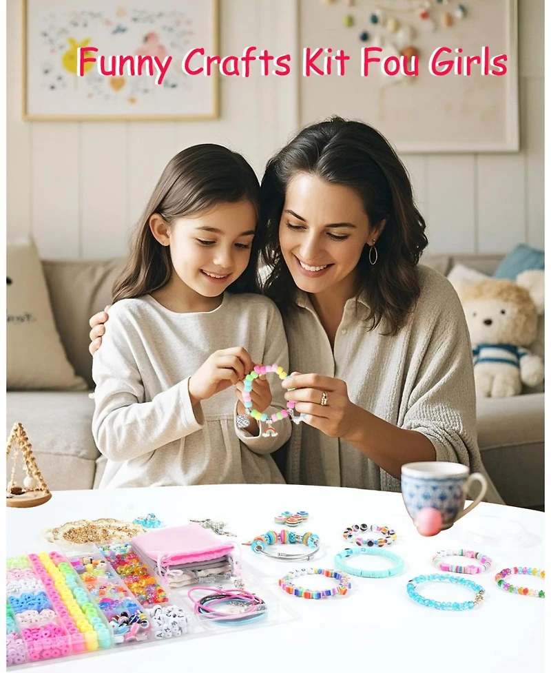 Gnuadz 3400 Bracelet Making Kit Beads Charm Friendship Mermaid Art Crafts Gifts Girls Ages 6-12