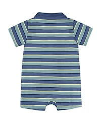Gerber Baby Boys Collared Romper, Blue and Green.
