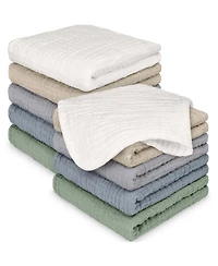 KeaBabies 10 Pack Lyra Muslin Baby Washcloths Large 12x12 Soft Absorbent Cotton Wash Cloths Burp Rags Face Cloth Towel