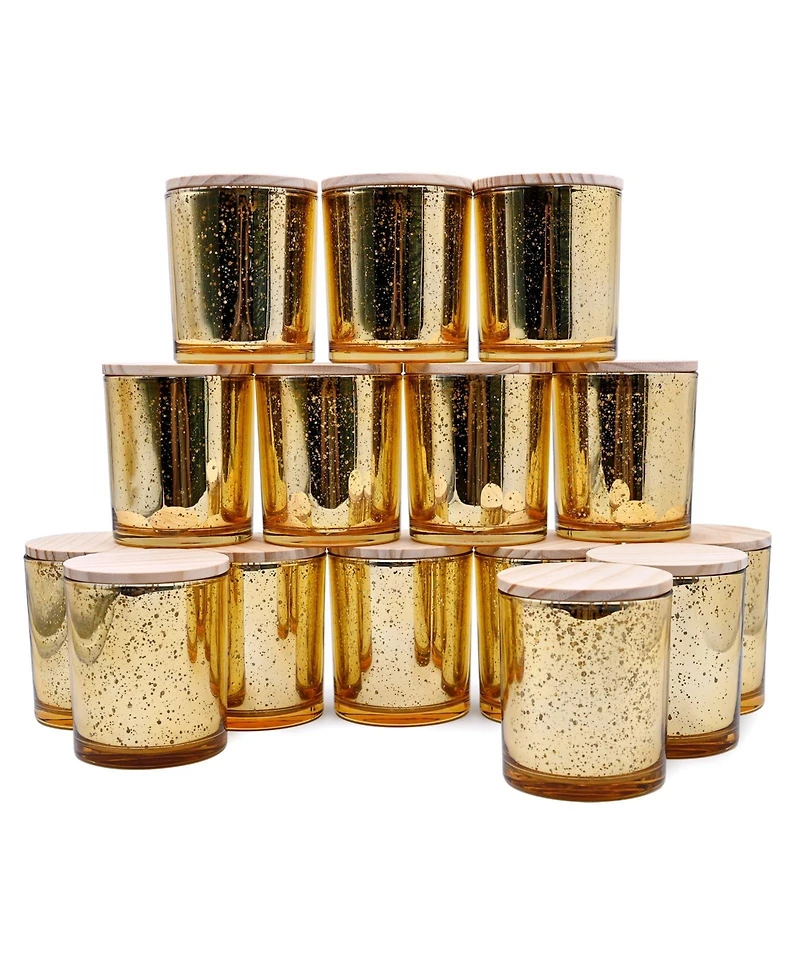 Gnuadz 15pcs Candle Jars With Wood Lids Empty Sample Container Thick Glass Matte 10oz