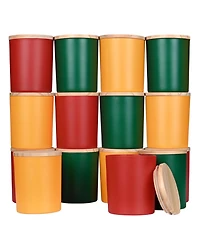 Gnuadz 15pcs Candle Jars With Wood Lids Empty Sample Container Thick Glass Matte 10oz