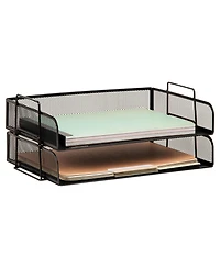 Gnuadz Stackable Paper Tray Desktop Organizer Metal Mesh File Storage