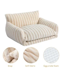 Aronkl Fluffy Plush Cat Bed Double Layer Soft Pet Couch Sofa Nest Comfortable Sleeping Easy Clean For Small Cats Dogs