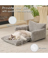 Aronkl Fluffy Plush Cat Bed Double Layer Soft Pet Couch Sofa Nest Comfortable Sleeping Easy Clean For Small Cats Dogs