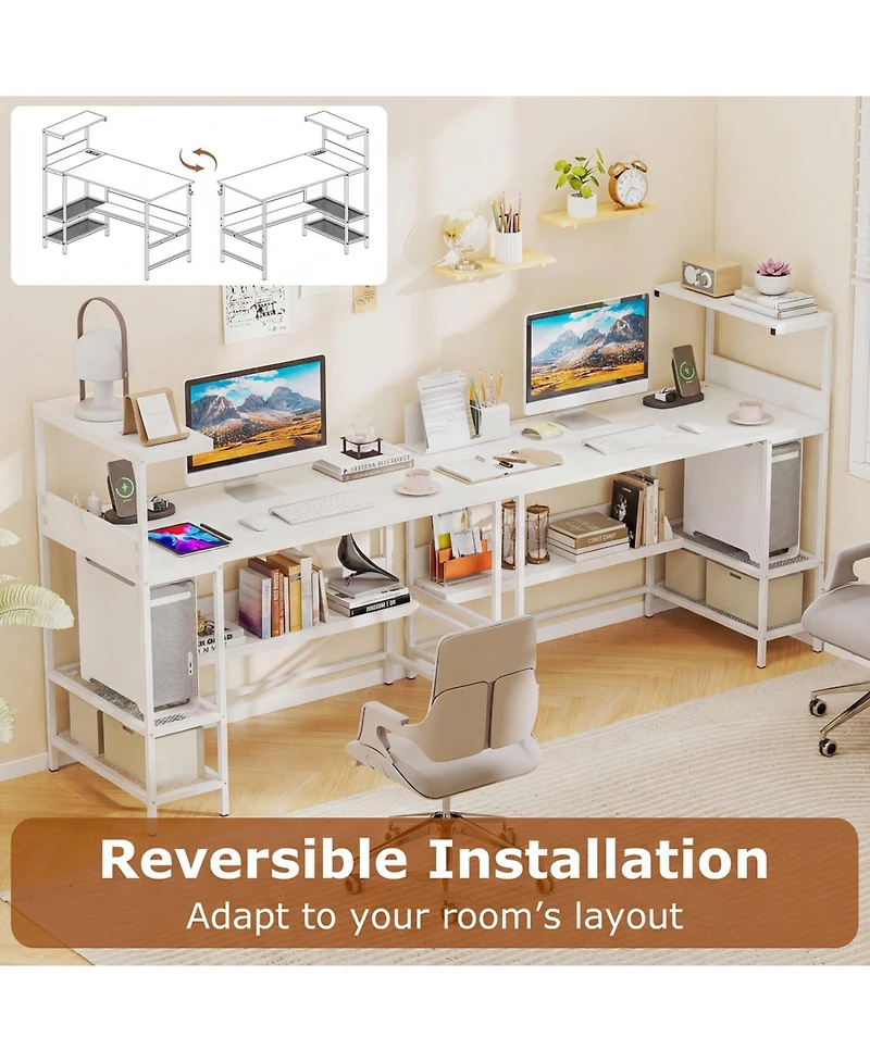 Slickblue Computer Desk 48 Inch with Power Ports and Storage Organizer