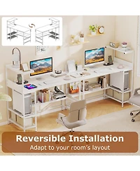 Slickblue Computer Desk 48 Inch with Power Ports and Storage Organizer
