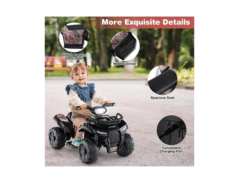 Hongge 6V Kids Atv Quad Electric Ride On Car with Led Light and MP3-Solid