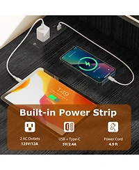 Slickblue Computer Desk 48 Inch with Power Ports and Storage Organizer