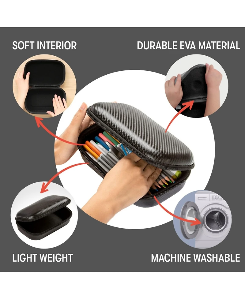 Gnuadz Carbon Pencil Case Eva Box Storage Organizer School Supplies Cable Holder