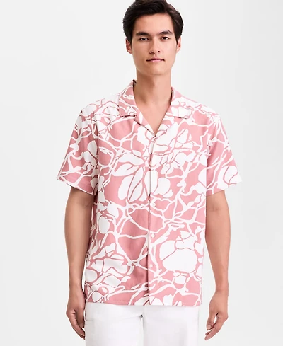 Alfani Men's Short-Sleeve Paperweight Floral Shirt, Macy's Exclusive - Vines