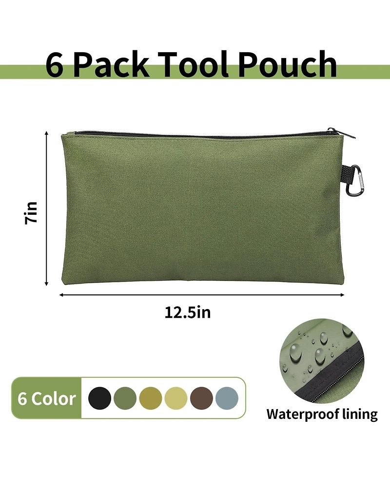 Gnuadz 6 Pack Tool Bag Zipper Pouch Utility Multipurpose Storage Organizer Carabiner Metal