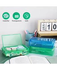 Gnuadz Double Layer Hard Pencil Case Plastic Translucent Snap-tight Lid Pen Storage Organizer