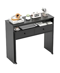 Slickblue Extendable Rolling Desk with 2 Storage Drawers Home Office