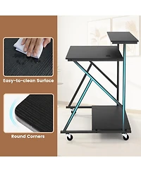 Slickblue Rolling Workstation Desk with Monitor Shelf and Charging Storage