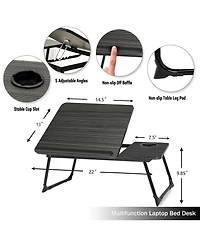 Gnuadz Laptop Desk Bed Couch Portable Stand Foldable Table Tray Cup Holder