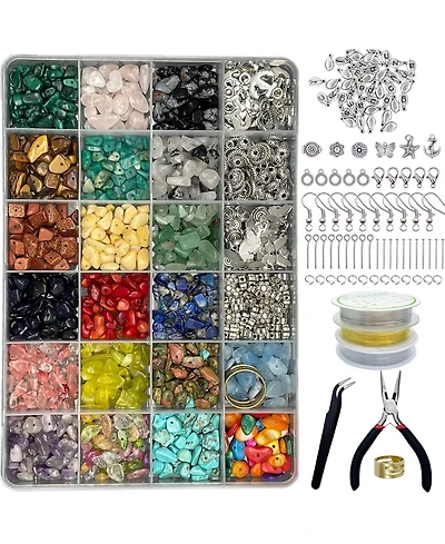Gnuadz Beading Kit 1587 Beads Crystal Pliers Wire Earring Hooks Rings Bracelets Adults